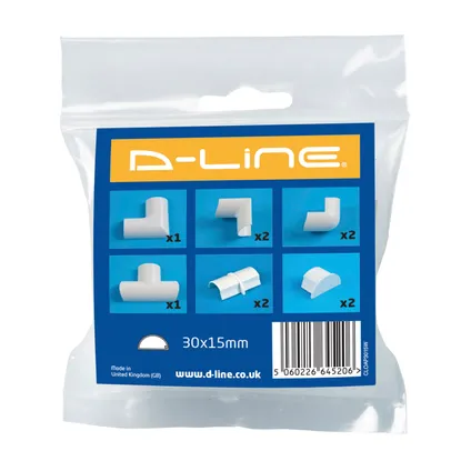 D-Line accessoirepakket voor kabelgoten 30x15mm kliksysteem wit 5