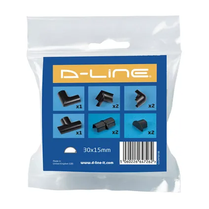 D-Line accessoirepakket voor kabelgoten 30x15mm kliksysteem zwart 3