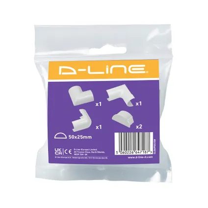 Pack accessoires goulotte D-Line 50x25mm à clipser blanc