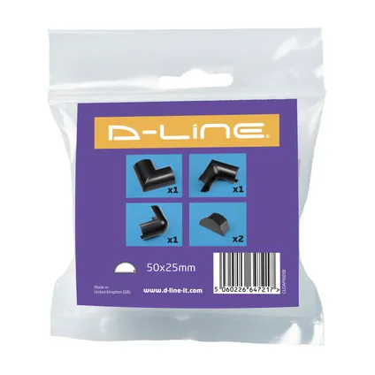 Pack accessoires goulotte D-Line 50x25mm à clipser noir 3