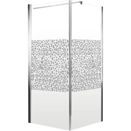 Schulte porte de douche pivotante + paroi, 90 x 192 cm, verre de sécurité décor galets chromés  3