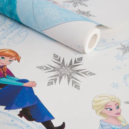 Papier peint Disney Reine des Neiges Anna, Elsa & Olaf bleu 4