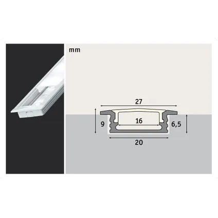 Profilé encastrable strip LED Floor Paulmann aluminium satin 200x27mm 23
