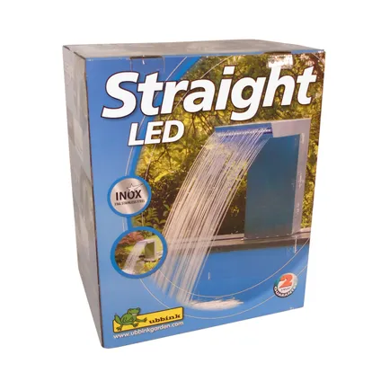 Ubbink zwembadwaterval Straight roestvrij staal 20 blauw LED 42x30x54cm 3