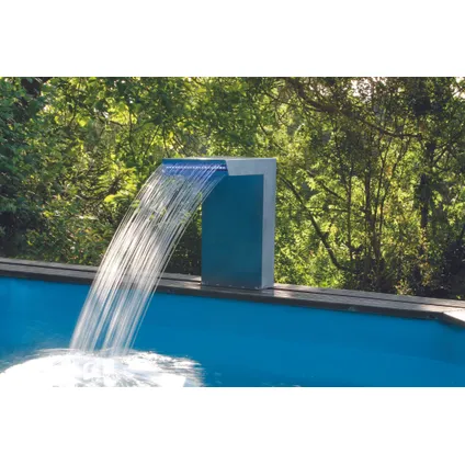 Ubbink zwembadwaterval Straight roestvrij staal 20 blauw LED 42x30x54cm 4