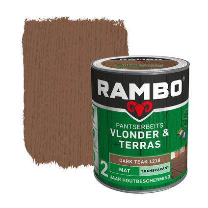 Rambo pantserbeits Vlonder en Terras transparant mat darkteak 1L