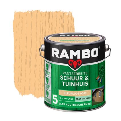Rambo pantserbeits schuur en tuinhuis transparant zijdeglans 0000 kleurloos 2,5L