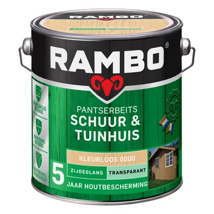 Rambo pantserbeits schuur en tuinhuis transparant zijdeglans 0000 kleurloos 2,5L 2