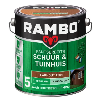 Rambo pantserbeits Schuur en Tuinhuis transparant zijdeglans teakhout 2,5L 2