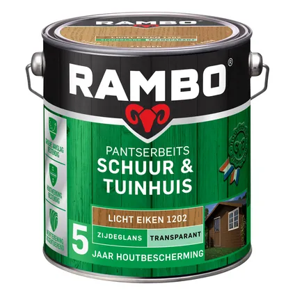 Rambo pantserbeits Schuur en Tuinhuis transparant zijdeglans lichteiken 2,5L 2