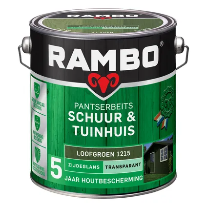 Rambo pantserbeits Schuur en Tuinhuis transparant zijdeglans loofgroen 2,5L 2