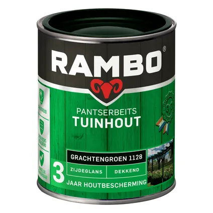 Rambo Pantserbeits Tuinhout Dekkend Zijdeglans 1128 Grachtengroen 0,75 Ltr 3