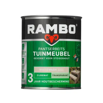 Rambo pantserbeits tuinmeubel transparant zijdemat whitewash 0,75L 3