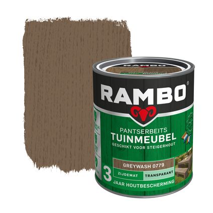 Rambo pantserbeits tuinmeubel transparant zijdemat greywash 0,75L