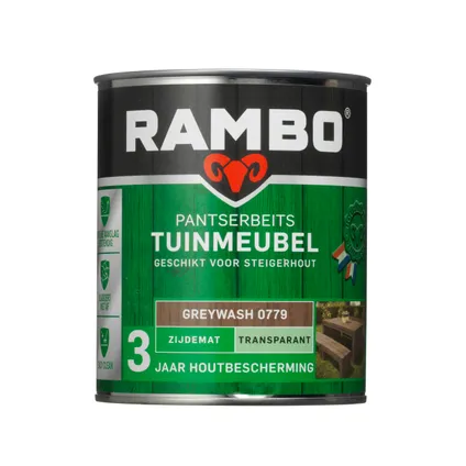 Rambo pantserbeits tuinmeubel transparant zijdemat greywash 0,75L 3