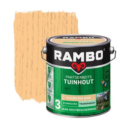 Rambo pantserbeits tuinhout transparant zijdeglans 0000 kleurloos 2,5L