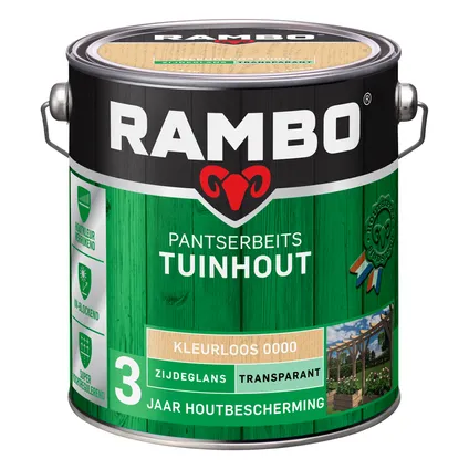 Rambo pantserbeits tuinhout transparant zijdeglans 0000 kleurloos 2,5L 3
