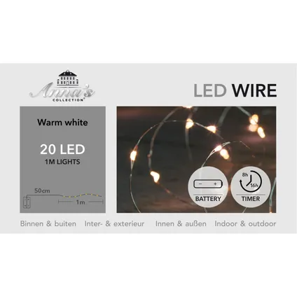 Anna Collection verlichting draad zilver - 20 leds - warm wit - 100 cm 2
