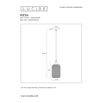 Lucide hanglamp Mesh zwart ⌀15cm E27 4