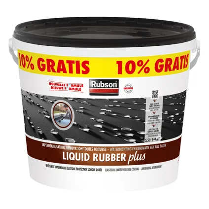 Rubson vochtwerende coating Liquid rubber plus zwart 5L+500ml gratis