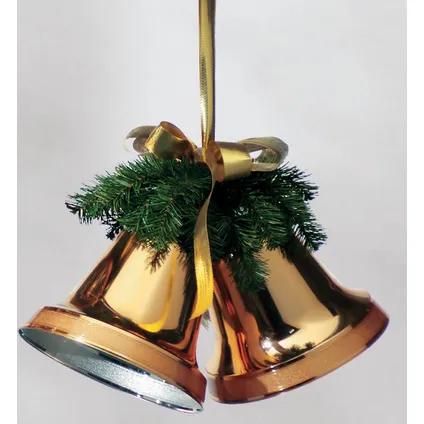 Suspension de Noël 2 clochettes doré 16cm 2