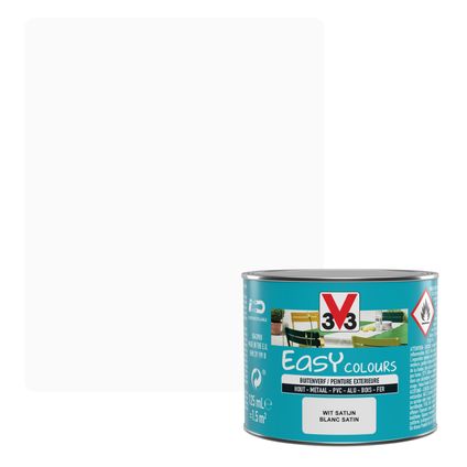 Peinture extérieure V33 Easy Colours blanc satiné 125ml