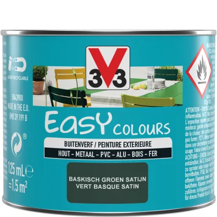 Peinture extérieure V33 Easy Colours vert basque satiné 125ml 5