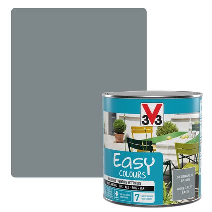 Peinture multi-supports V33 Easy Colours gris galet satiné 500ml