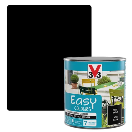 Peinture extérieure V33 Easy Colours noir satiné 500ml