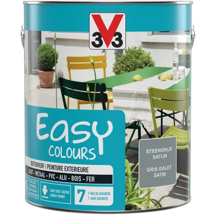 Peinture extérieure V33 Easy Colours gris galet satiné 2,5L 5