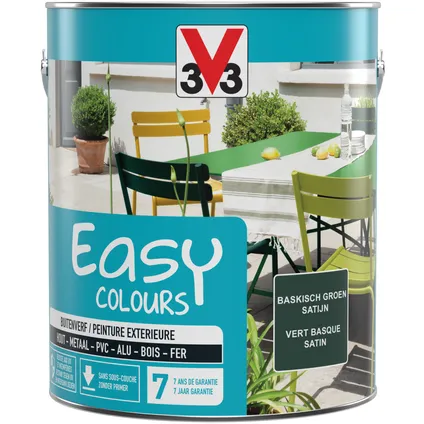 Peinture multi-supports V33 Easy Colours vert basque satiné 2,5L 5