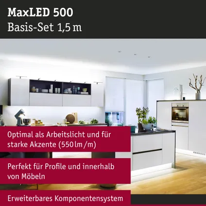 Ruban LED Paulmann MaxLED 500 1,5m kit de base lumière du jour 8,5W 7