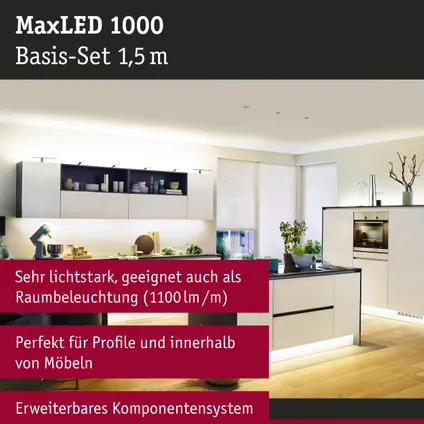 Ruban LED Paulmann MaxLED 1000 1,5m kit de base blanc chaud 20W 10