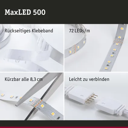 Ruban LED extension Paulmann MaxLED 500 1m blanc chaud 7W 15
