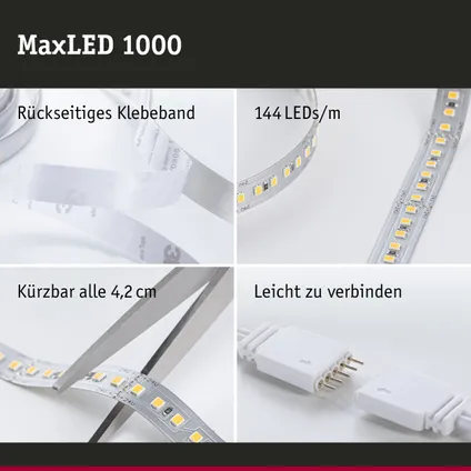 Ruban LED extension Paulmann MaxLED 1000 1m blanc chaud 13,5W 15
