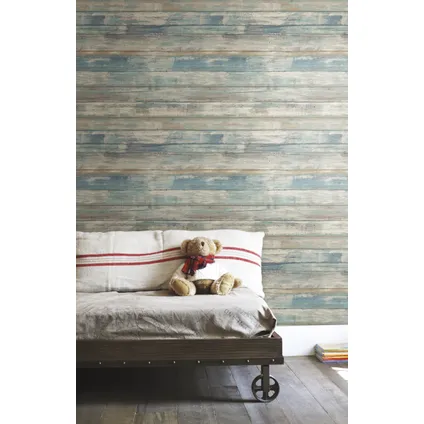RoomMates zelfklevend behang Distressed Wood Blue 3