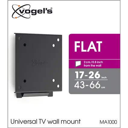 Support TV plat mural Vogel’s MA 1000 métal noir 17 à 26" 3