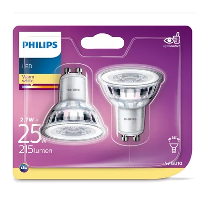 Philips LED-spot 3,1W GU10 - 2 stuks 3