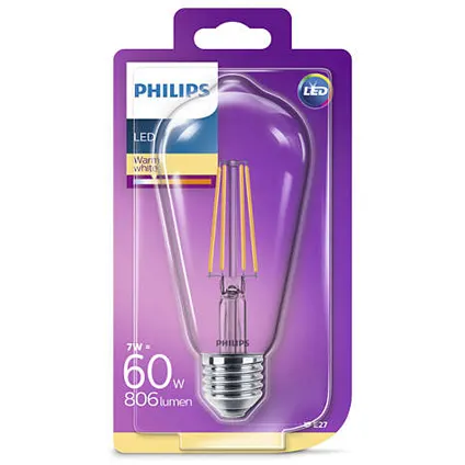 Philips LED-lamp LED classic E27 7W Ø6,4cm peer 3