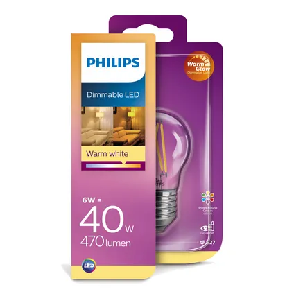 Philips LED-kogellamp WarmGlow 6W E27 2