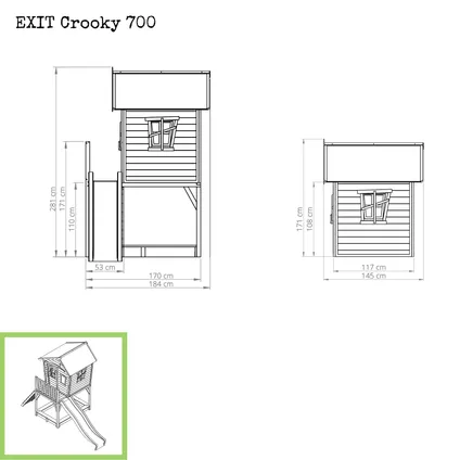 Maisonnette en bois EXIT Crooky 700 gris-beige 6