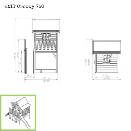 Maisonnette en bois EXIT Crooky 750 gris-beige 6
