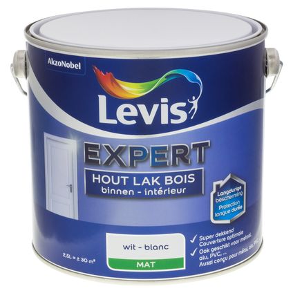 Levis houtlak Expert binnen mat wit 2,5L
