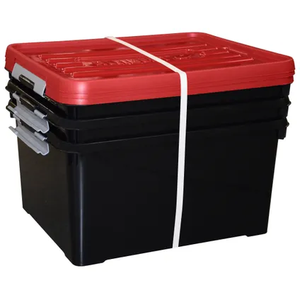 Boîte de rangement Curver Handy+ noir rouge 3x35L