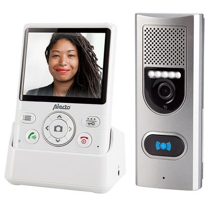 Interphone de porte avec caméra et écran couleur 3,5" blanc-argent