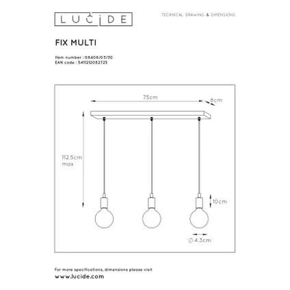 Lucide hanglamp Fix Multiple zwart 3xE27 5