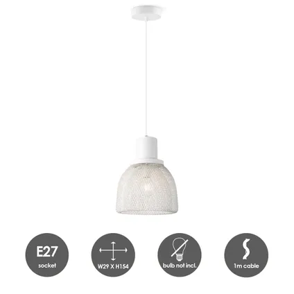 Home Sweet Home Mesh de lampe suspendue - blanc - 29x29x154cm 5