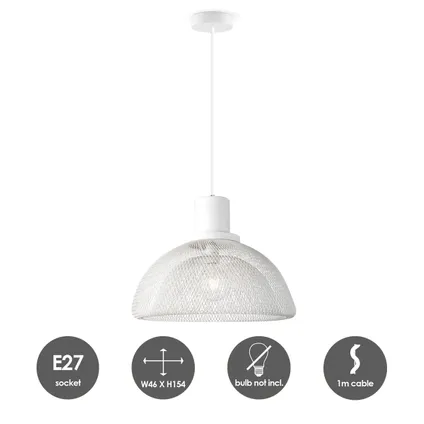 Home Sweet Home Hanglamp Mesh - Wit - 46x46x154cm 5