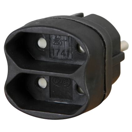 Kopp stekker adapter euro 2-voudig zwart