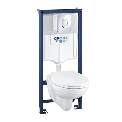 Pack WC suspendu Grohe Geo | Siège de toilette à fermeture progressive | Cuvette de toilette sans rebord